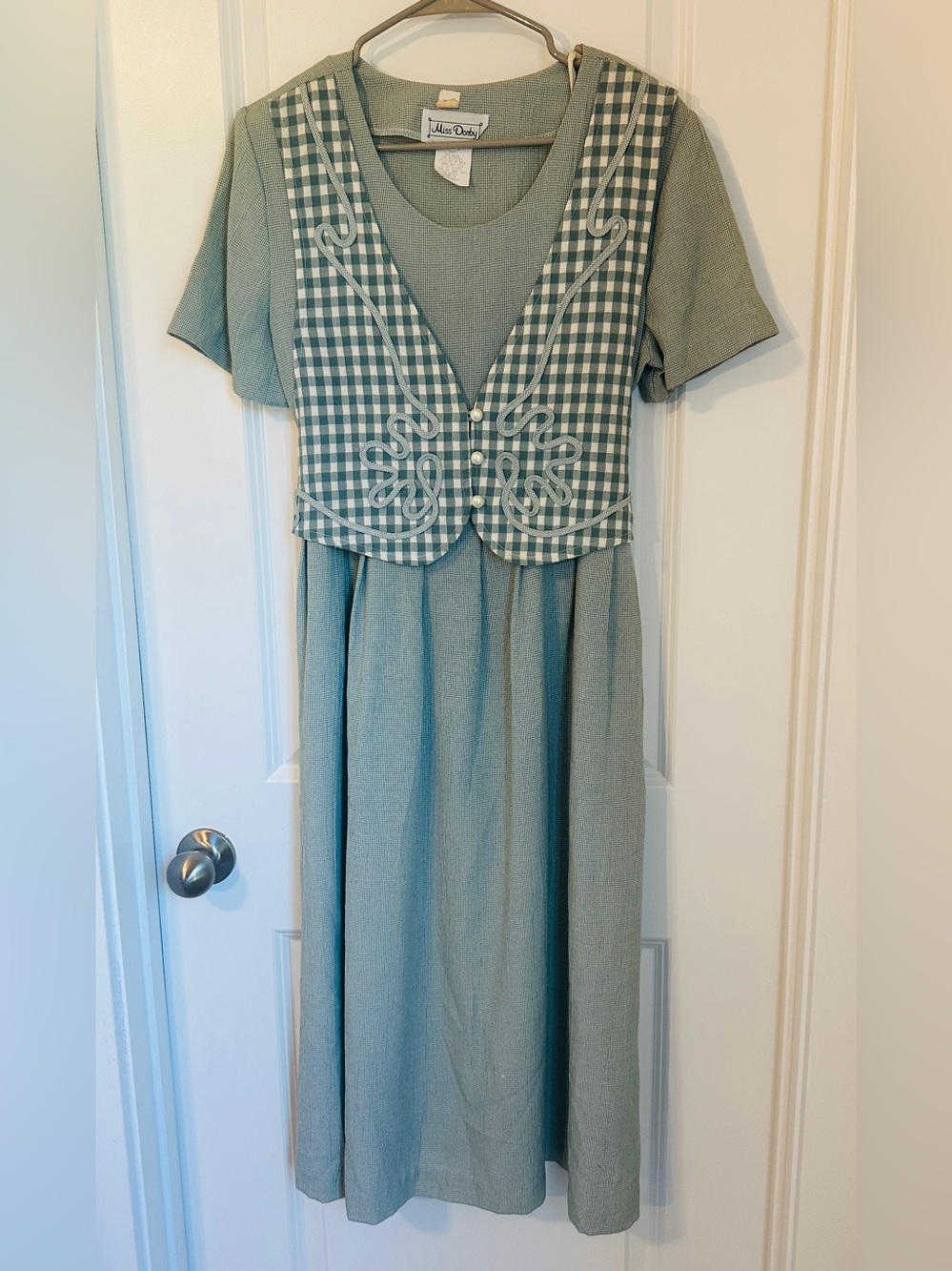 Vintage Miss Dorby 12P Gingham Green Dress